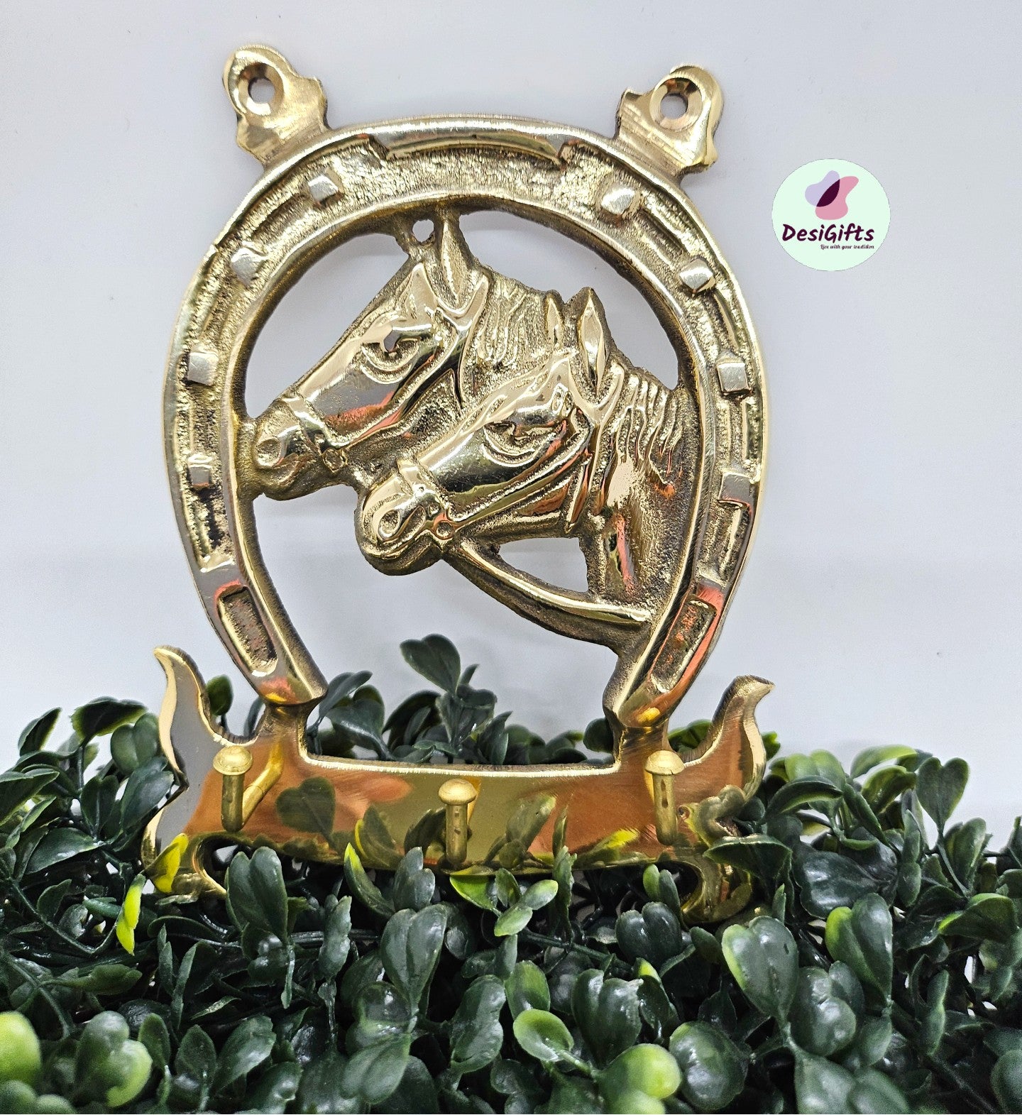 Classic 5.5" Brass Horse Hanger Naal,  Horse Head Shoe Home Decor, Horse Shoe Good Luck Home Decor & Key hanger, HN-1469