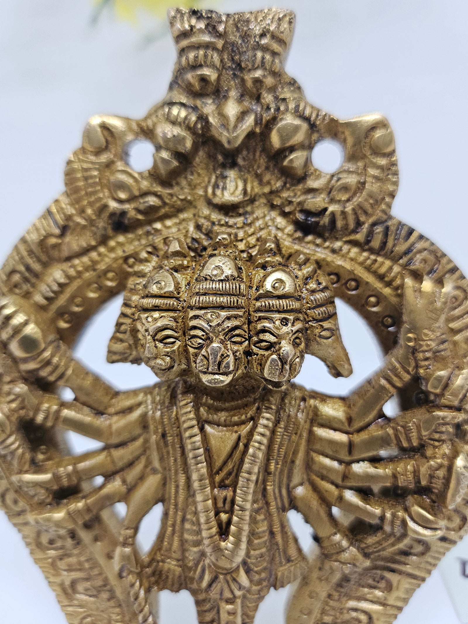 4.5" Brass Shri Panchmukhi Hanuman Ji Idol, Bajrang Bali Hanuman ji for wall Ganging , BBM- 1780