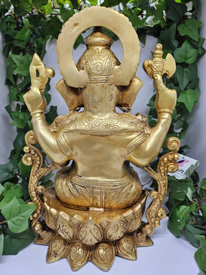 Lord Ganesha Statue, 12 Inch Brass Ganesh Figurine God, Lord of Wisdom, GIB-1771