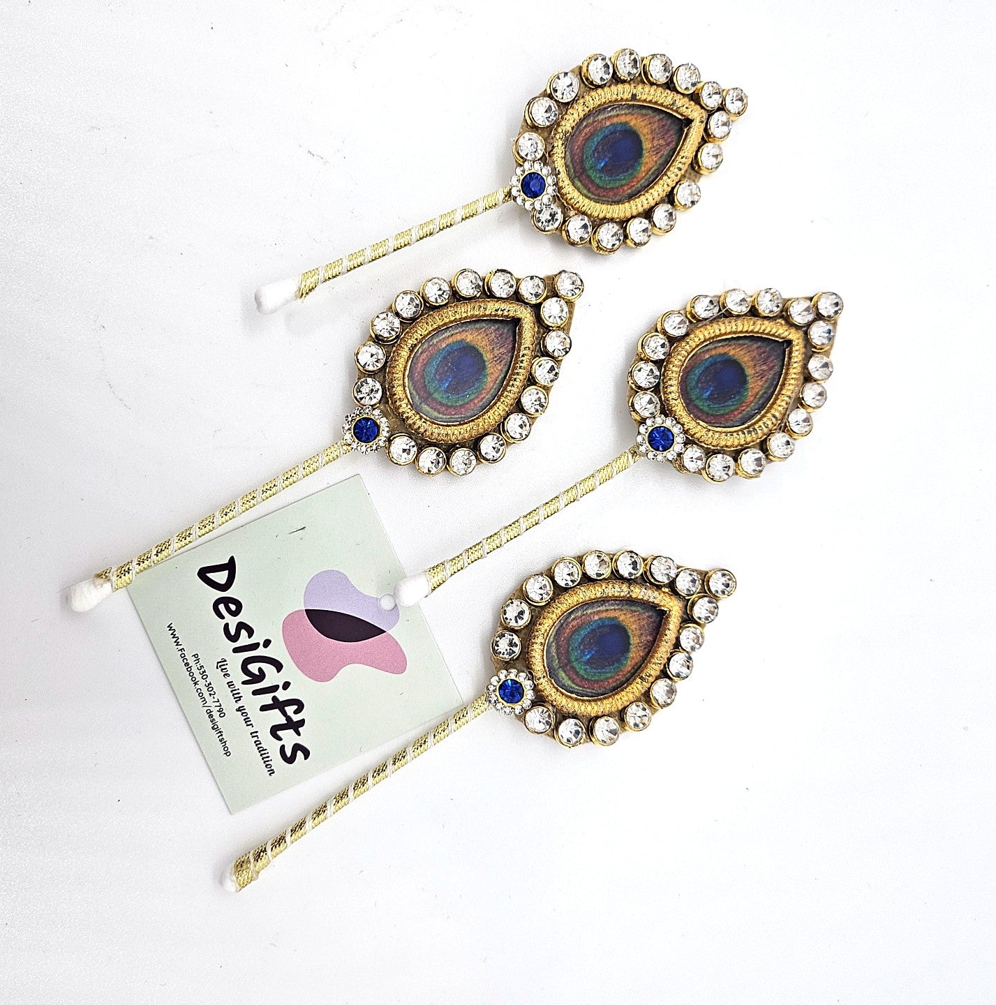 Handcrafted Haldi Kumkum Tilak Stick in Peacock Feather Design, Assorted Colors, PJI - 538 B