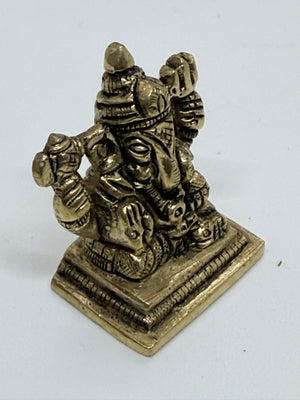 1.5" Brass Ganesha Idol | Miniature Ganesh Murti for Home, Office & Car Dashboard, GIB- 3042