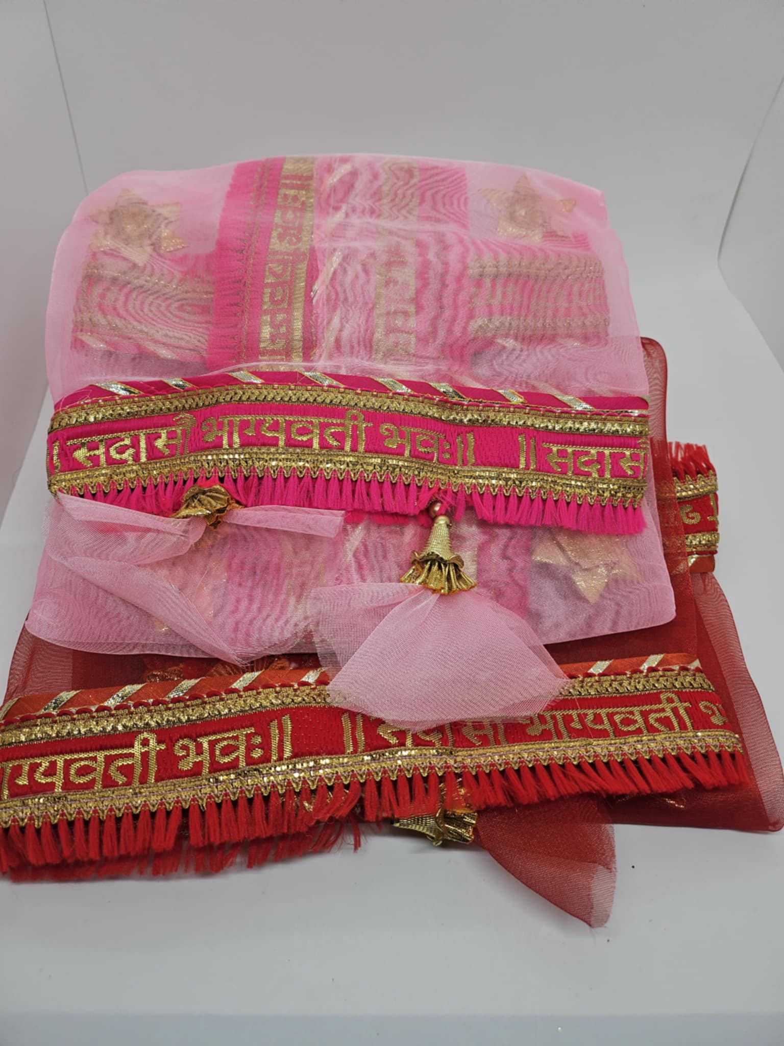 24" Pink and Red Pooja Thali Cover,  Assorted Color, KCH# 963