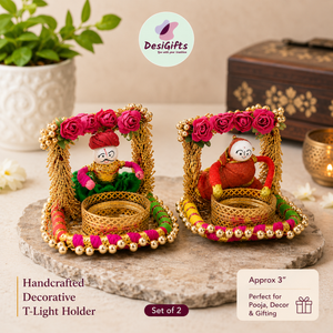 Rajasthani Dolls Puppet Tealight Holder Set of 2 | Handmade Indian Decorative Candle Holders | Festival Décor, CHM-211