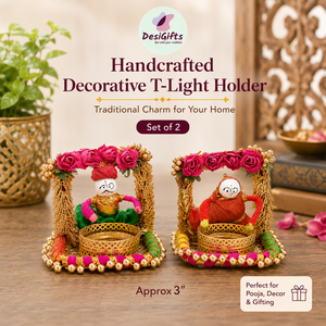 Rajasthani Dolls Puppet Tealight Holder Set of 2 | Handmade Indian Decorative Candle Holders | Festival Décor, CHM-211