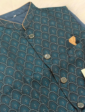 Men’s Elegant Jacket – Premium Festive & Wedding Waistcoat, Self Woven Silk Indian Sadri, Stylish Ethnic Jacket, J-2082