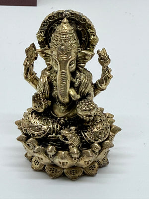 3" Brass Ganesha Idol | Ganesh Murti for Home, Office & Car Dashboard, GIB- 3046