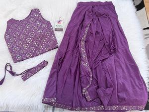Readymade Saree  in Orchid Purple Shade for Girls with sequins Blouse, Indian Ethnic Outfit, GRL -3028