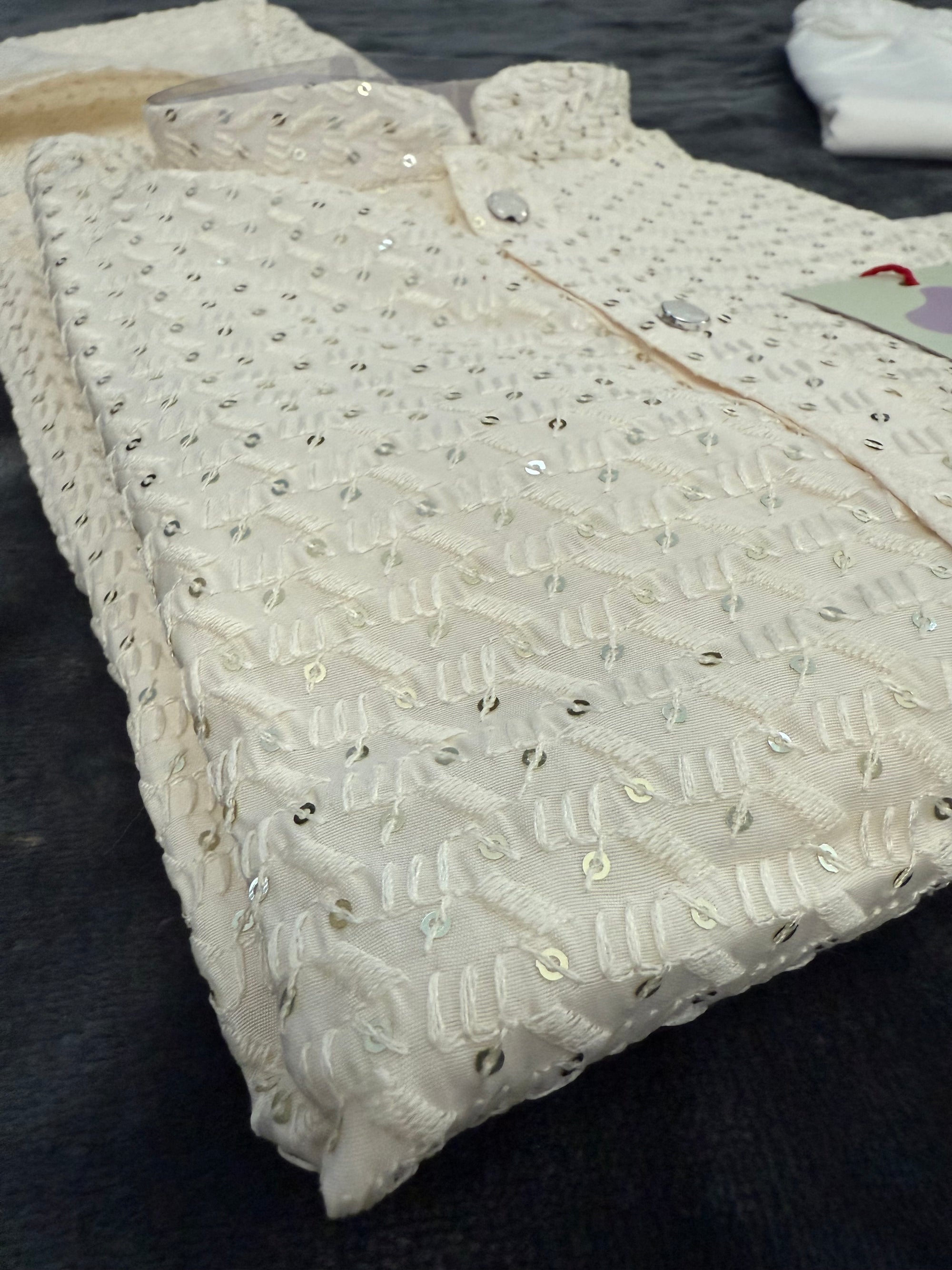 Pre-Teen and Teen Boy's Chikankari Embroidered Kurta Pajama with Sequins  - BOY-1907