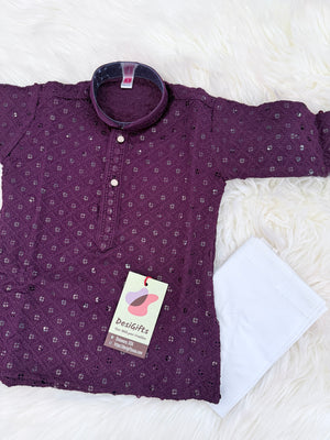 Boy Kurta Pajama with Sequins Work in Purple Shade- BOY-2017