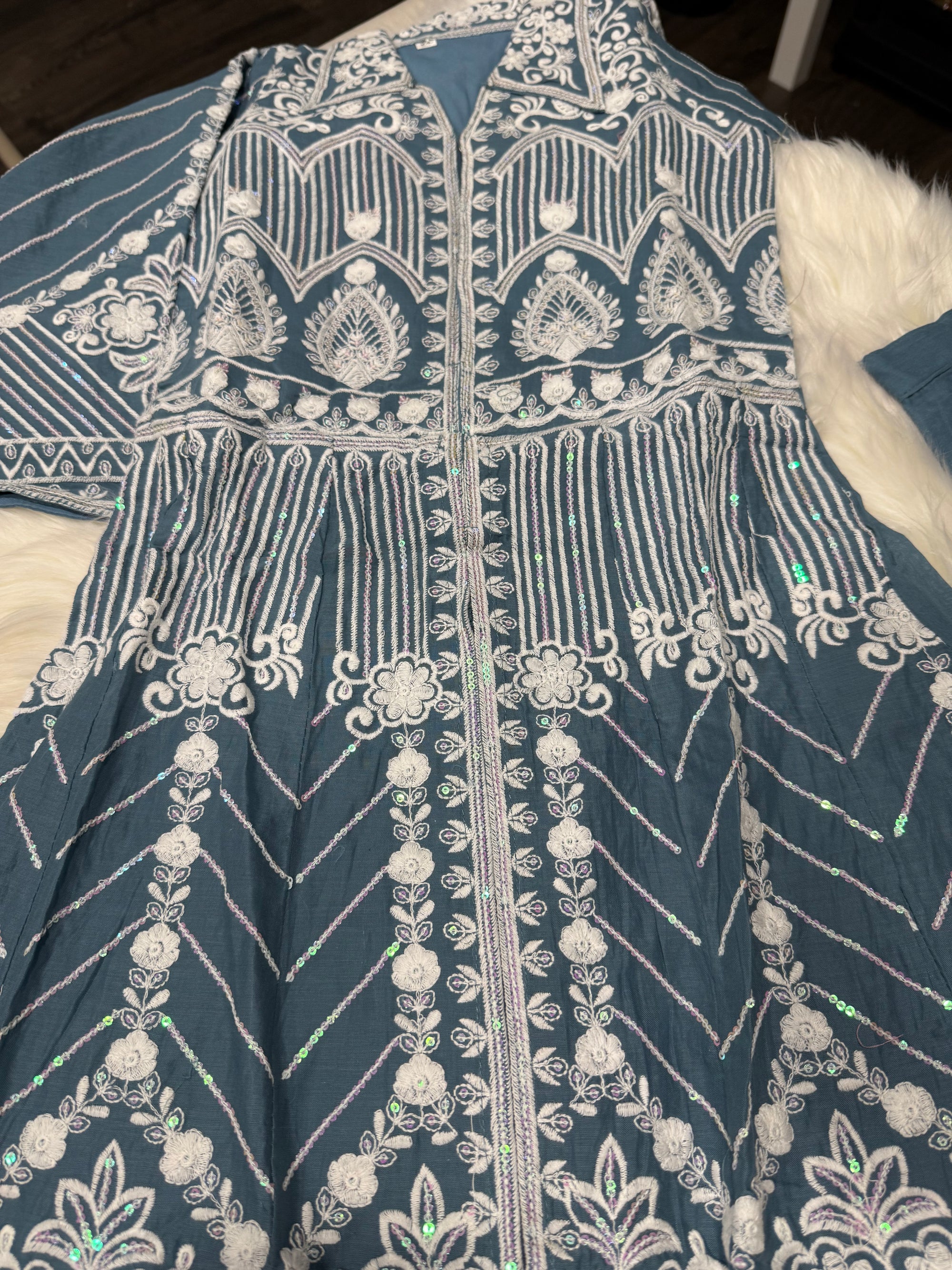 Heavy Chikankari Embroidery 3-Piece Indian Outfit for Girls – Trendy Ethnic Style, Design G- 1942