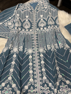 Heavy Chikankari Embroidery 3-Piece Indian Outfit for Girls – Trendy Ethnic Style, Design G- 1942