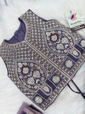 Girls Lavender Purple Zari Embroidered Lehenga Choli Set with Dupatta, Traditional Indian Ethnic Wear for Kids, Wedding & Festival Outfit, G-2096