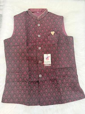 Men’s Elegant Jacket – Premium Festive & Wedding Waistcoat, Self Woven Silk Indian Sadri, Stylish Ethnic Jacket, J-2083