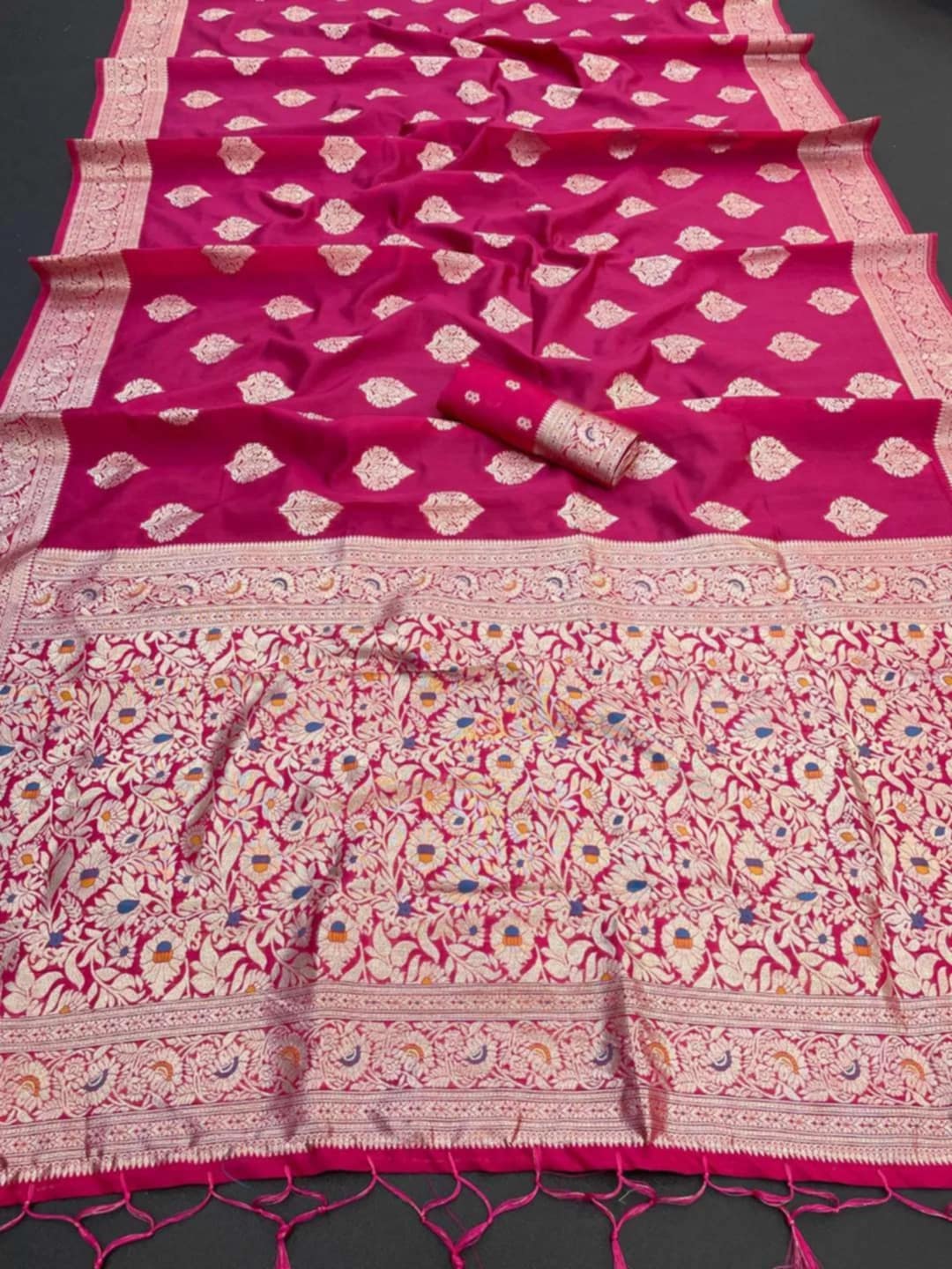 Soft Tissue Silk Banarasi Saree With Stitched Blouse and complete Fall & Peeco , SAREE - 1623