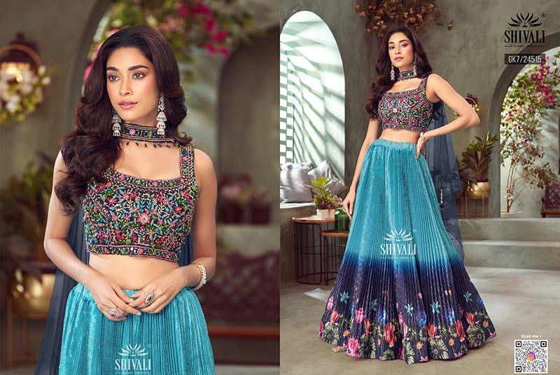Beutiful Blue Heavy Embroidery & Sequins Lehenga Choli 3 Pieces Ethnic Wear for Girls, Design LHG - 1877