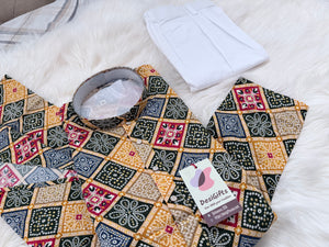 Men’s Multicolor Bandhani-Style Printed Kurta Pajama Set | Festive Indian Ethnic Wear – 3065