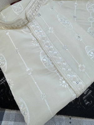 Men’s Embroidered Kurta Pajama Set with Sequin Work, Indian Ethnic Wear for Wedding & Festival, KPS-3024