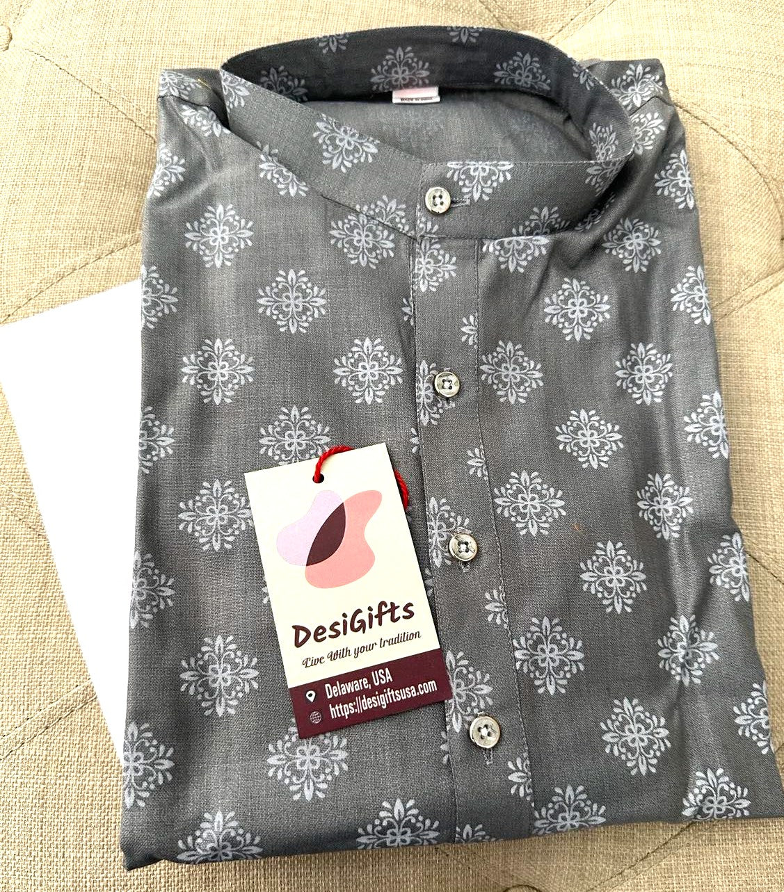 Size 5, Gray Boy's Cotton Silk Kurta pajama - BOY-1070