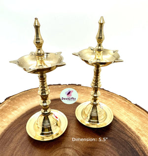 Kerala 5.5 inch Oil Lamp  in Brass (Diya), Set of 2, OLB- 183