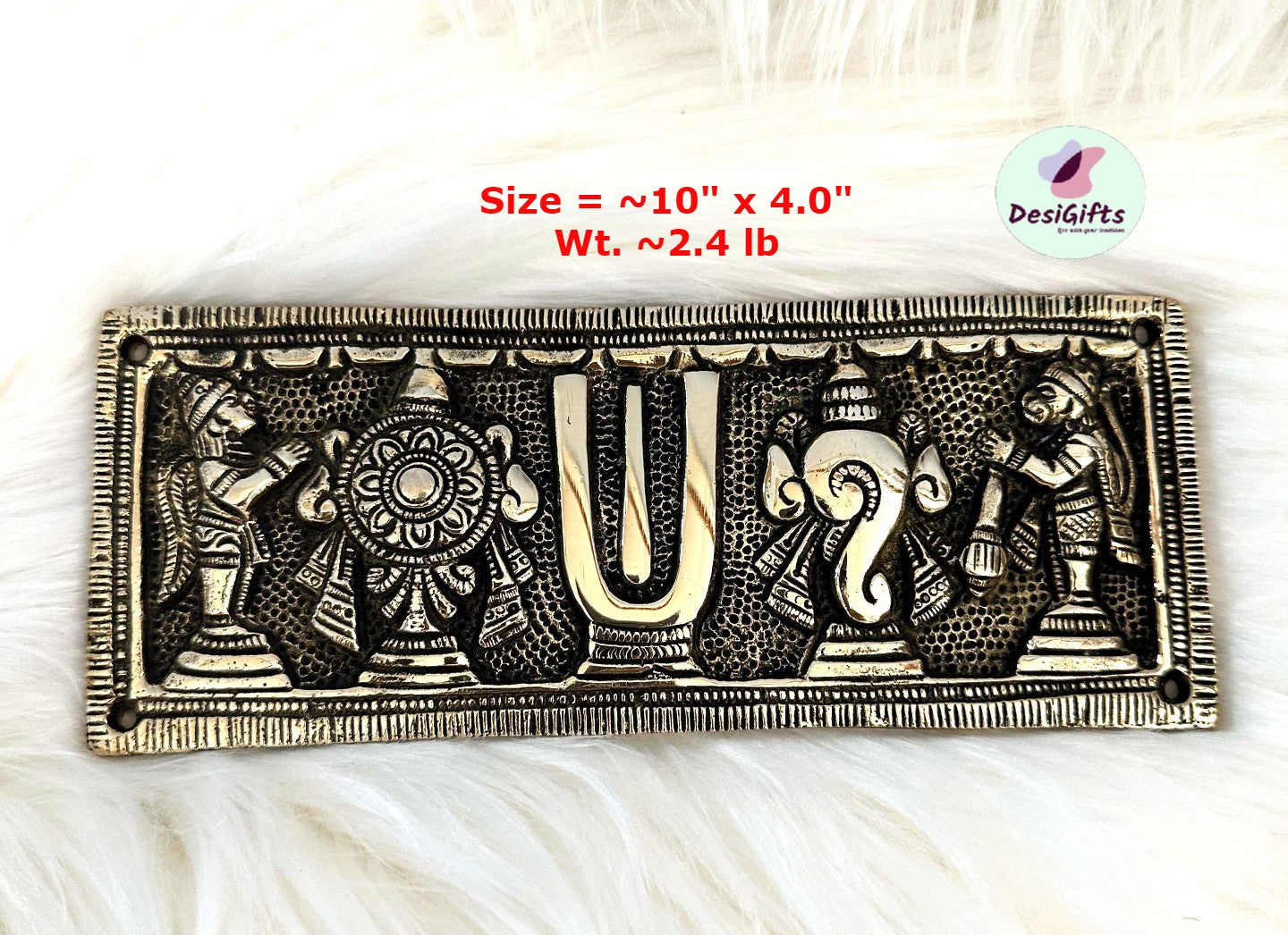 10" & 7" Brass Shank Chakra Namah Wall Hanging, SCB#1188