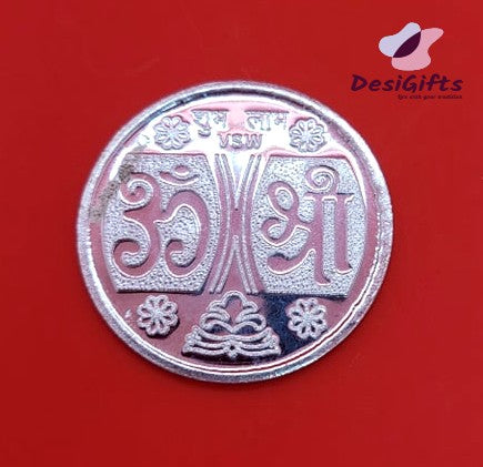 Pure Silver Coin /Lakshmi Ganesha Silver Coin, 10g, SLC#542
