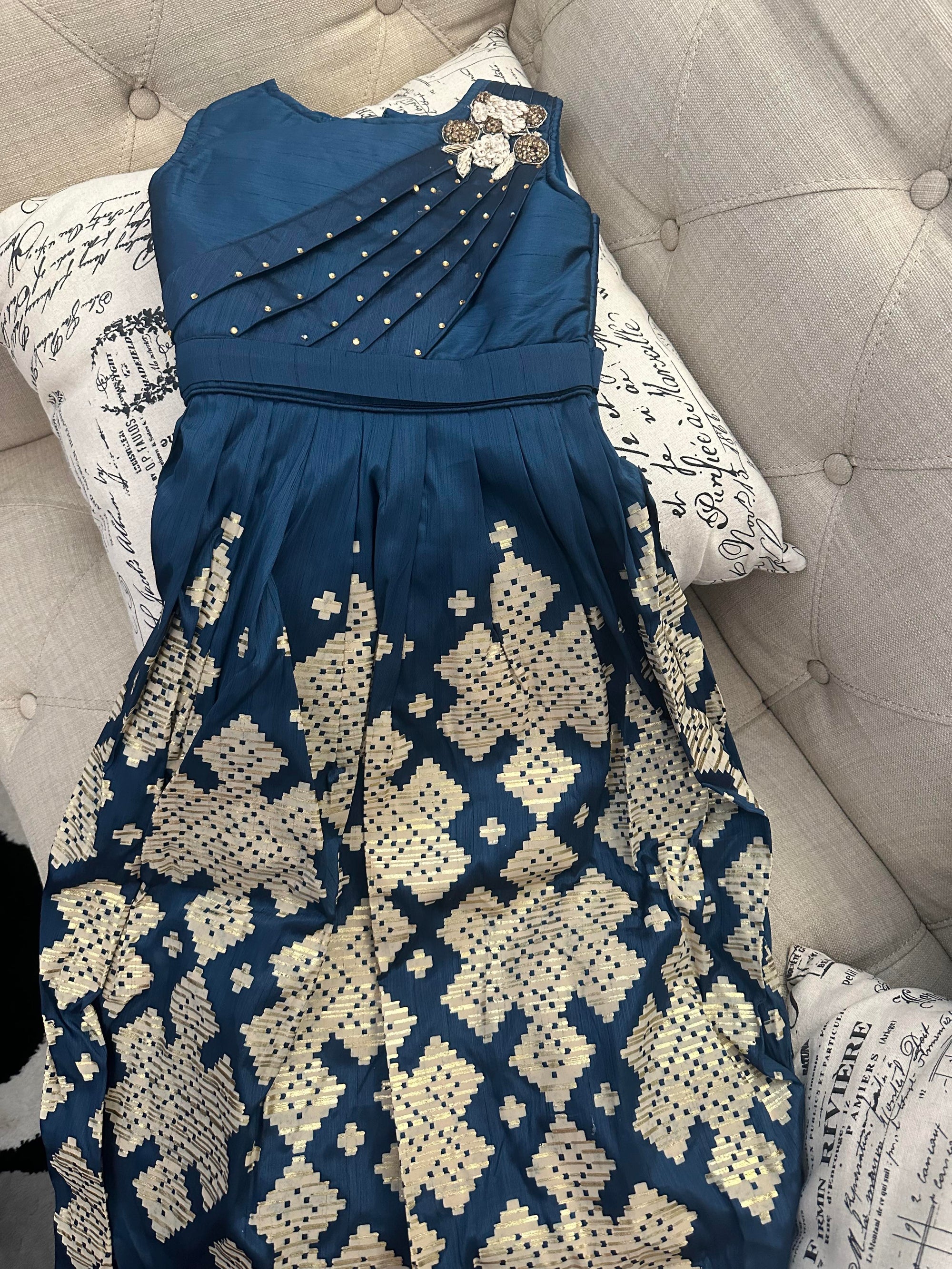 Girl's Jorba Silk Blue Gown Dress, Design G333 # 371