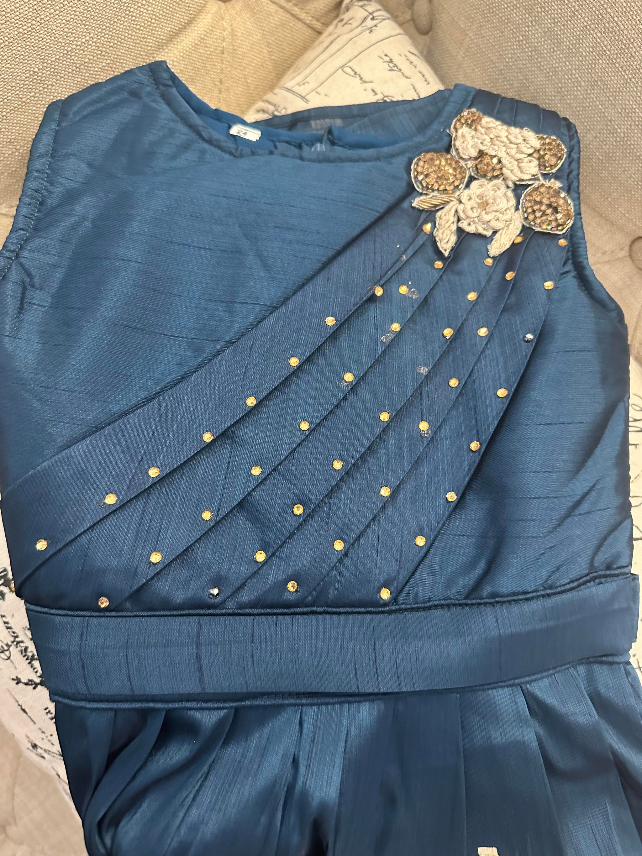 Girl's Jorba Silk Blue Gown Dress, Design G333 # 371 Girl's Jorba Silk Blue Gown Dress, Design G333 # 371