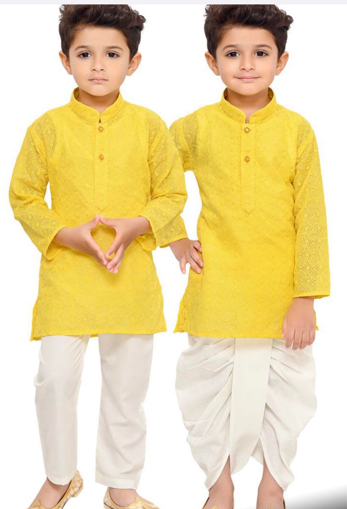 Size Three, 3 Piece Boy's Cotton Kurta with Dhoti and Pajama, Kids Kurta Pajama Design- Boy-1109