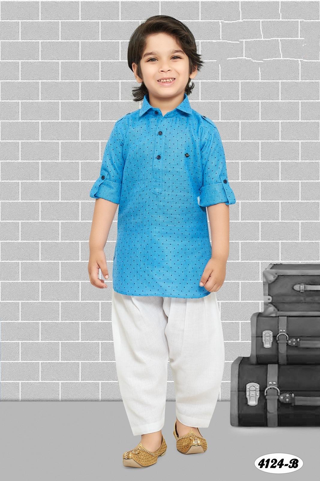 Embroidery work Pista Linen Cotton Boy Pathani Suit