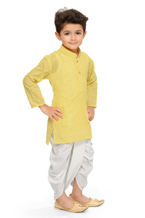 3 Piece Boy's Cotton Kurta with Dhoti and Pajama, Kids Kurta Pajama Design- Boy-1109