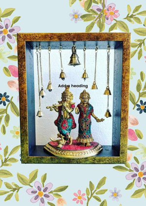 Handcrafted Radha Krishna ji in Brass In Wooden Frame, RK- 1300