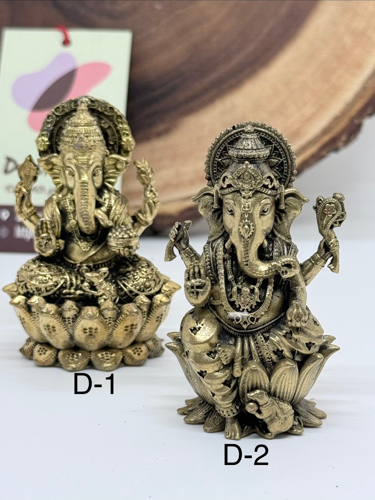 3" Brass Ganesha Idol | Ganesh Murti for Home, Office & Car Dashboard, GIB- 3046