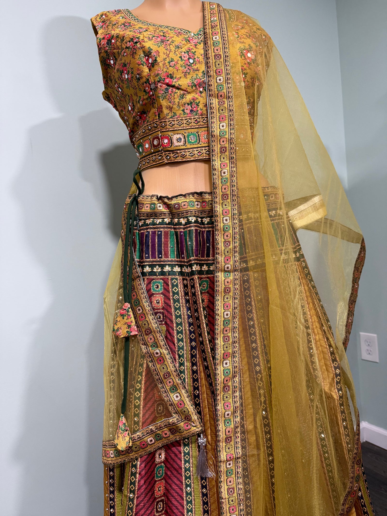 Colorful Yellow Heavy Embroidery & Sequins Lehenga Choli 3 Pieces Ethnic Wear for Girls, Design LHG - 1875