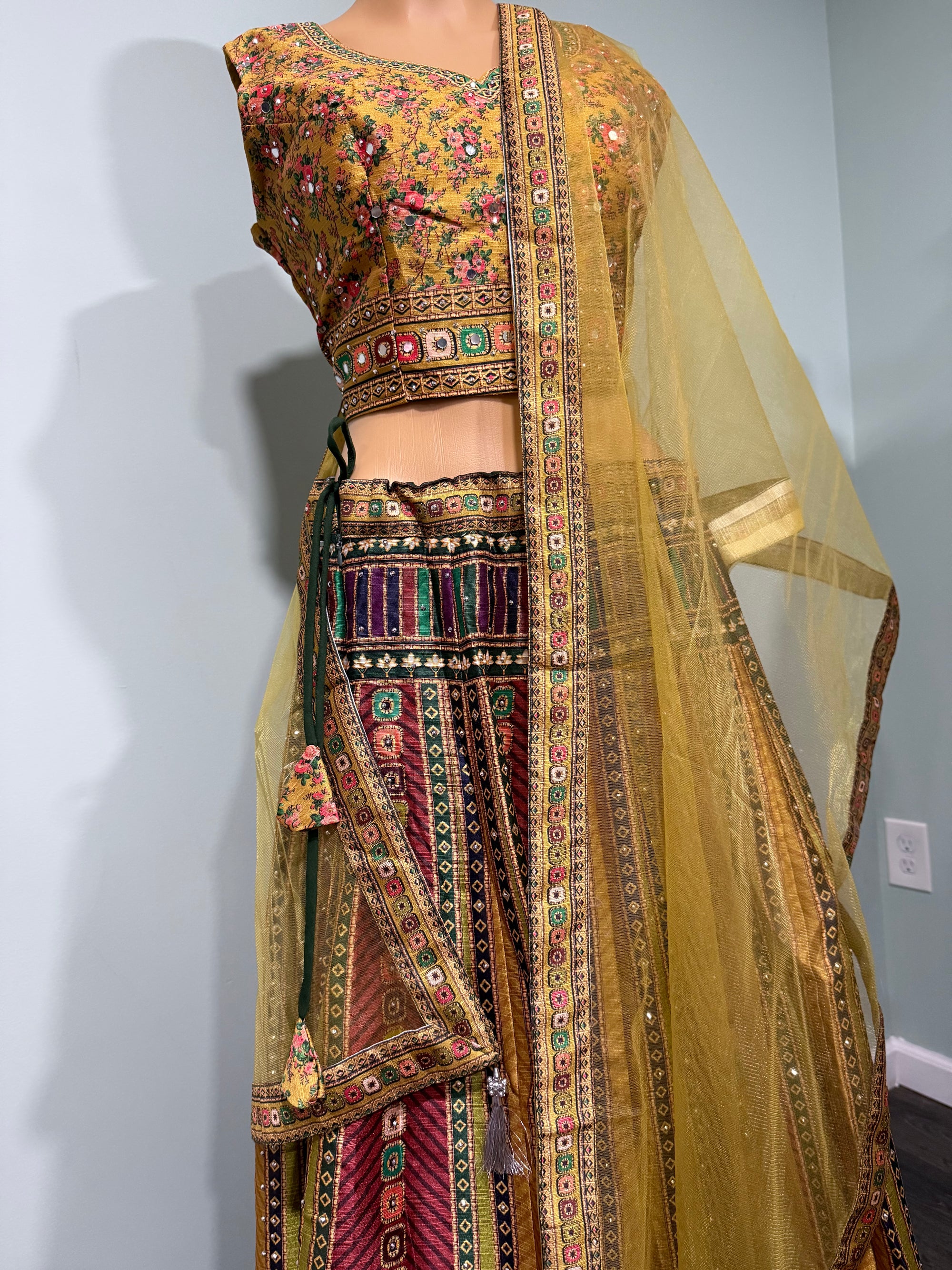 Colorful Yellow Heavy Embroidery & Sequins Lehenga Choli 3 Pieces Ethnic Wear for Girls, Design LHG - 1875