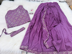 Readymade Saree  in Orchid Purple Shade for Girls with sequins Blouse, Indian Ethnic Outfit, GRL -3028