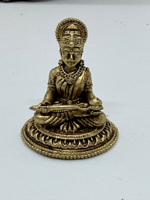 1.5" Brass Maa Annapurna Idol | Handcrafted Miniature Murti of Goddess Annapoorna Devi.  GS8 -3045