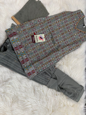 Beautiful Gray Palazzo Suit Dress for Girl, Indian Ethnic Outfit, GRL -1566