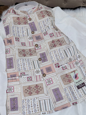 Elegant Men’s 3-Piece Kurta Pajama Set with Embroidered Sequins Jacket, Silk Ethnic Wear for Wedding & Festive, KPJ-2033