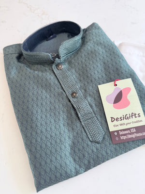 Teal Green Shade Boy's Cotton Silk  Self Design Kurta Pajama - Design BOY-2002