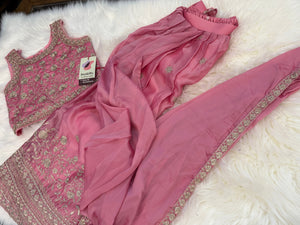 Pink Shade Lehnga Choli in Sari Style, Half Sari, , Indian traditional festive outfit for Princess, Girl Design GRL - 1957