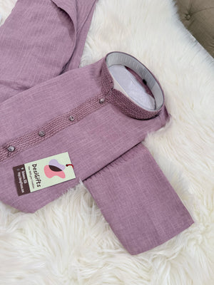 Men’s Dusty Mauve Soft Cotton Kurta Pajama Set | Comfortable Kurta with Trouser Style Pant | Festive Men's Wear, KP-4031