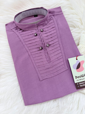 Boys Mauve Purple Kurta Pajama Set | Traditional Indian Ethnic Outfit | Ivory Pants | Wedding, Eid & Festive Wear, B-4036