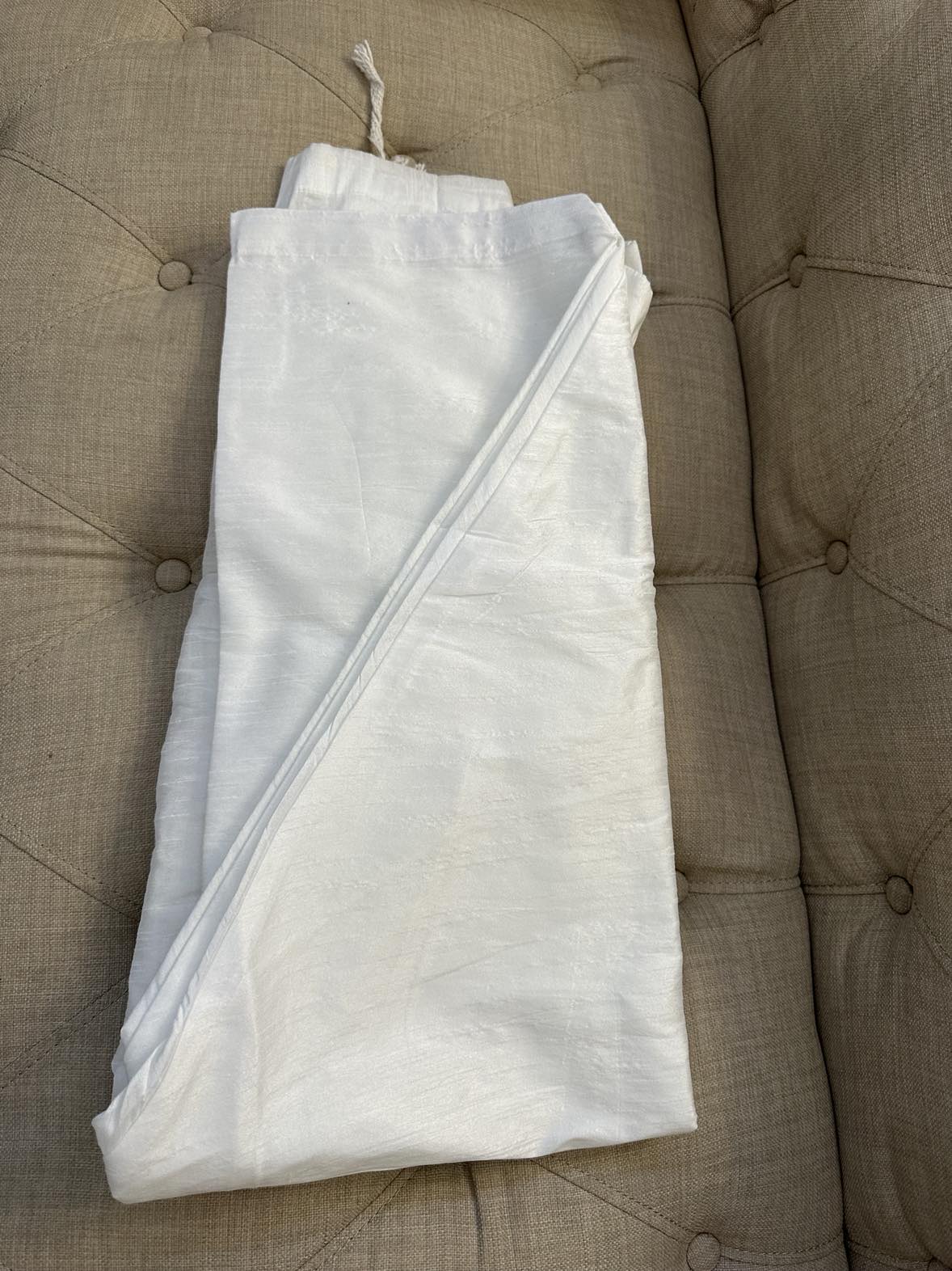 Man's White Solid Silk Patiala Pajama, Punjabi Patiala Pajama (only Pajama for Kurta Pajama Set), KP - 1186