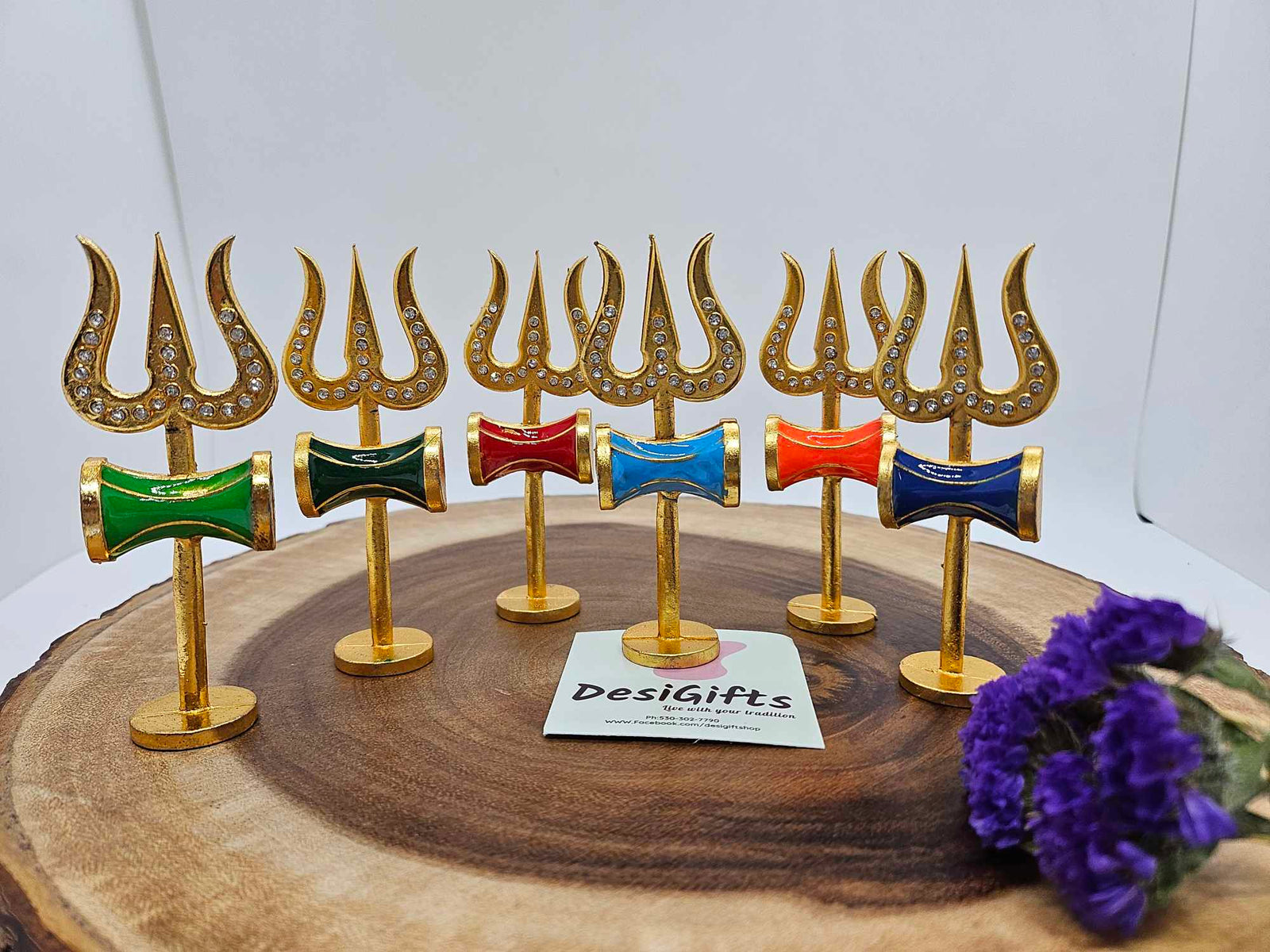 3.5" Trishul Trident For Temple Pooja Ghar, Office Mandir, Shiva Metallic Trident,  S5M-1096B