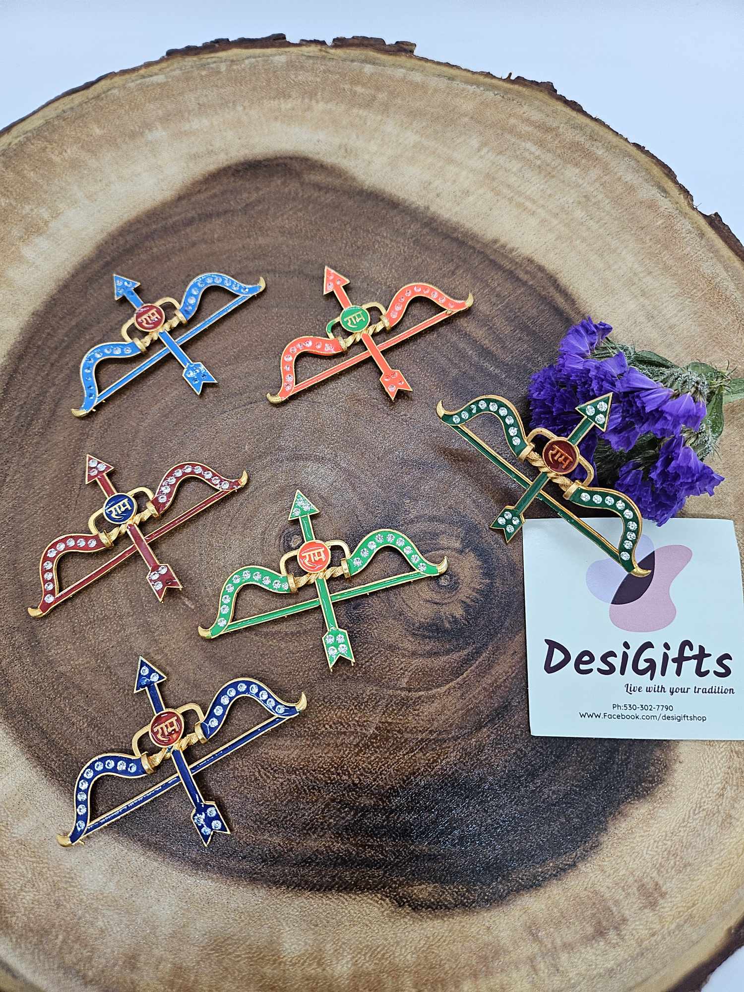 2.5" Ram Dhanush-Baan, Bow and Arrow For Temple Pooja Ghar, Office Mandir, Ram Dhanush,  S5M-1096C