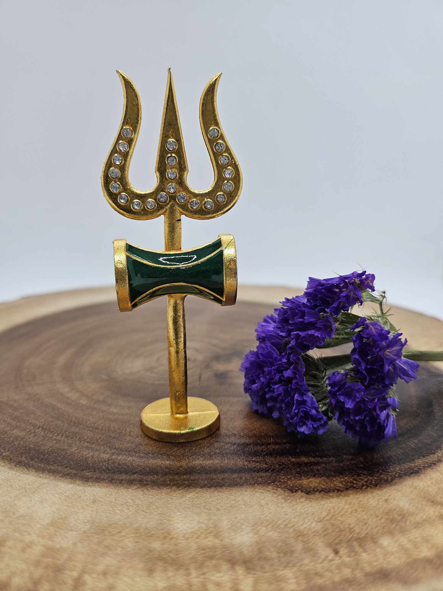 3.5" Trishul Trident For Temple Pooja Ghar, Office Mandir, Shiva Metallic Trident,  S5M-1096B