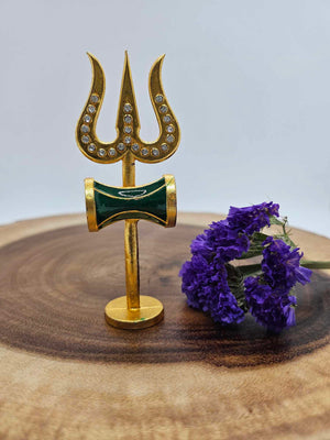 3.5" Trishul Trident For Temple Pooja Ghar, Office Mandir, Shiva Metallic Trident,  S5M-1096B