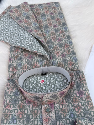 Men’s Indian festive Kurta Pajama Set, Rayon Chikankari Embroidery, Wedding Partywear Multishade Kurta– KP-1982