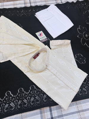 Men’s Embroidered Kurta Pajama Set with Sequin Work, Indian Ethnic Wear for Wedding & Festival, KPS-3024