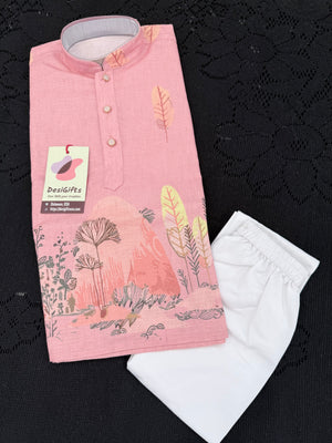 Carrot Shade Boy's Cotton with Panel Print Designer Dress - Design BOY-2021